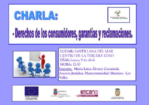Santillana del Mar acogerá la siguiente charla sobre “Derechos de los consumidores, garantías y reclamaciones”, que organiza la Mancomunidad Altamira-Los Valles