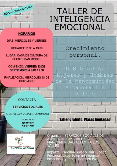 En marcha una nueva edición de taller de Inteligencia Emocional en la Mancomunidad 