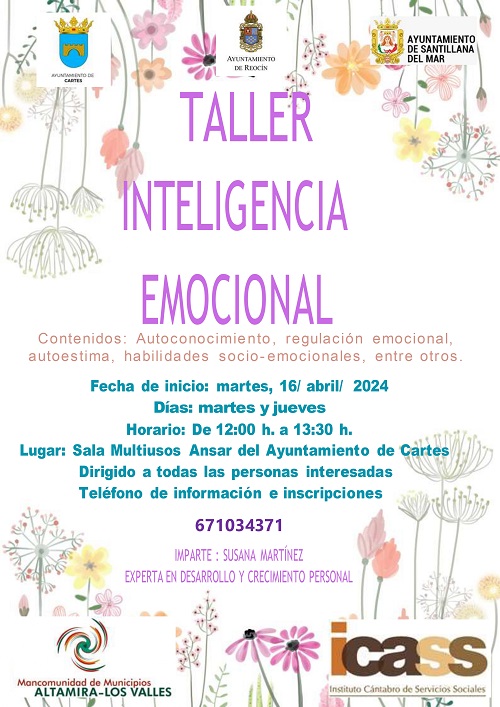 Desde la Mancomunidad Altamira – Los Valles se abre el plazo para realizar las inscripciones en el “Taller de Inteligencia Emocional” para el año 2024.