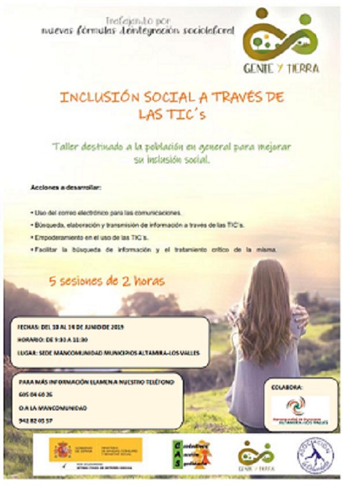 La Mancomunidad Altamira-Los Valles pondrá en marcha un curso de “Inclusión Social a través de las TIC´s” en colaboración con la asociación La Columbeta.  