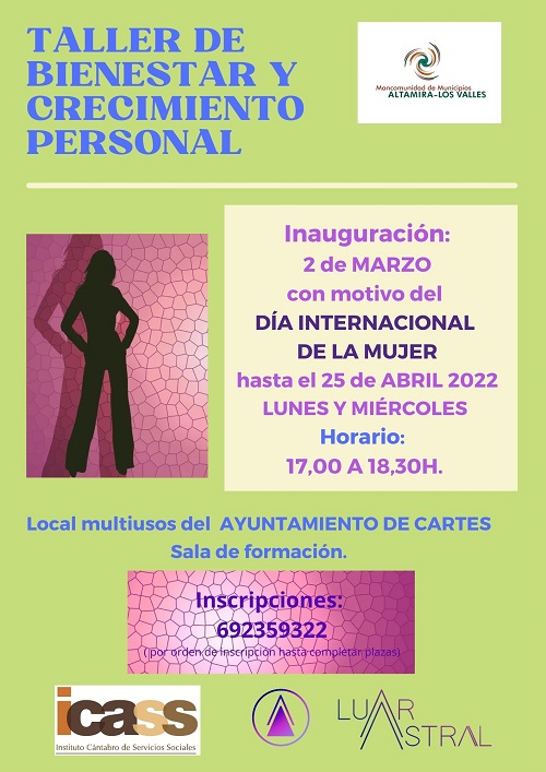 Marzo, Mes Internacional de la Mujer. La Mancomunidad Altamira-Los Valles pondrá en marcha el taller “Bienestar y crecimiento personal”